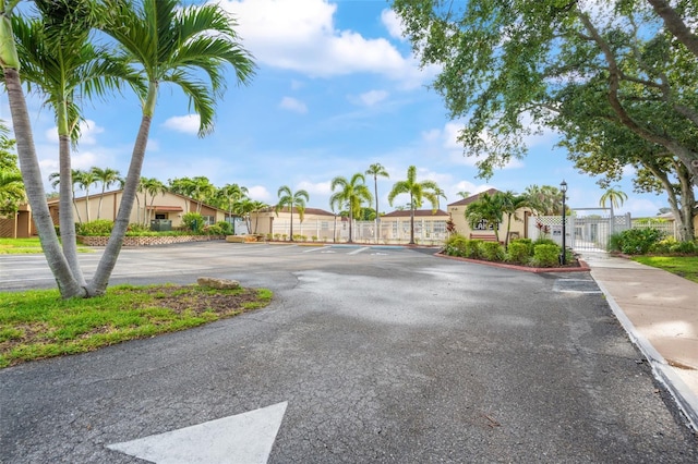 4036 Davit Dr, New Port Richey, FL 34652 - view of asphalt street featuring a gate, a residential view, and street lighting