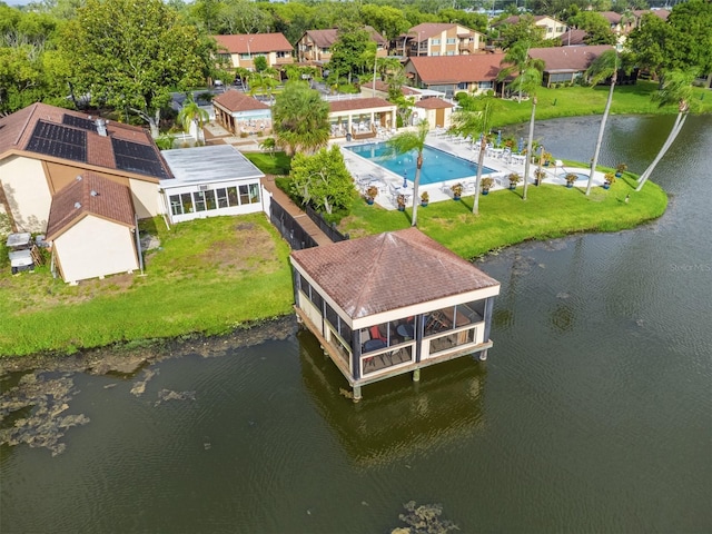 4036 Davit Dr, New Port Richey, FL 34652 - aerial view of residential area with a large body of water and a pool