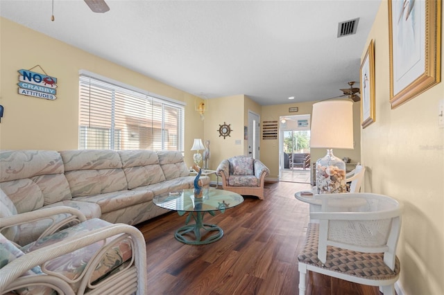 4036 Davit Dr, New Port Richey, FL 34652 - living room with ceiling fan, wood finished floors, and plenty of natural light