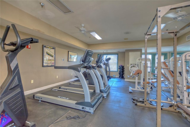 800 S Dakota Ave Unit 429, Tampa, FL 33606 - workout area with a ceiling fan and baseboards