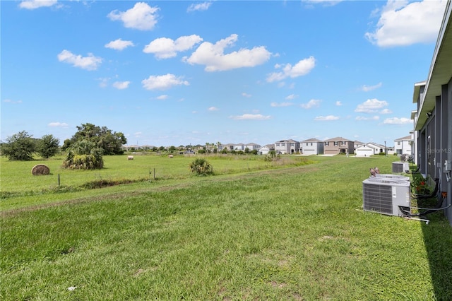34248 Redwood Dawn Ln, Wesley Chapel, FL 33543 - view of green lawn with central air condition unit and a residential view