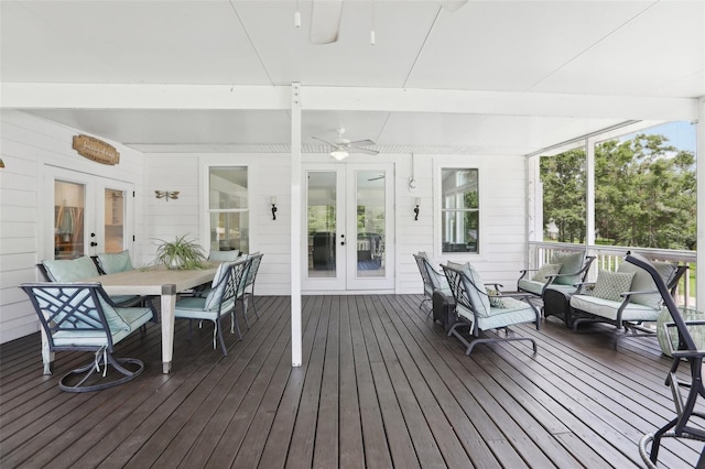 1709 Main St, Safety Harbor, FL 34695 - sunroom with french doors and a ceiling fan