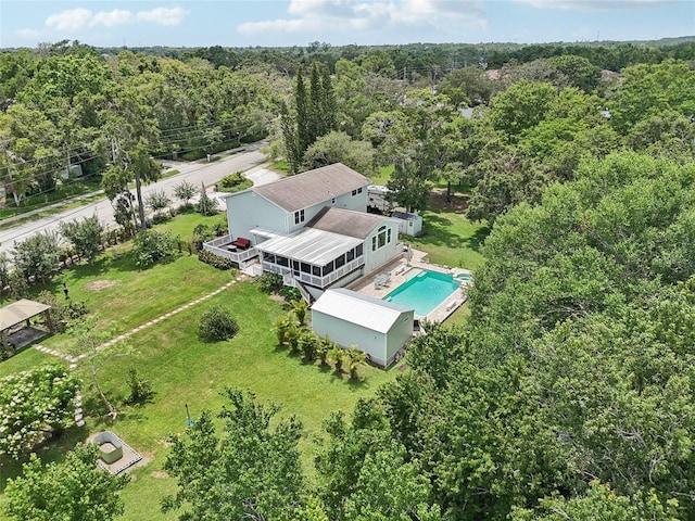 1709 Main St, Safety Harbor, FL 34695 - view from above of property with a pool and a heavily wooded area