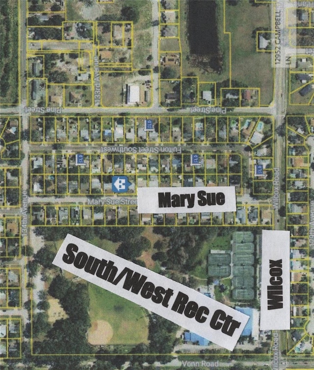 2603 Mary Sue St SW, Largo, FL 33774 - aerial view of property's location featuring property parcel outlined