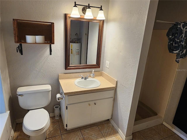11107 Riverview Dr, Riverview, FL 33578 - full bathroom featuring electric water heater, vanity, and a stall shower