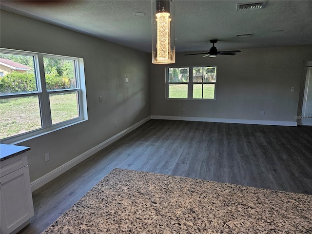 11210 Mcmullen Rd, Riverview, FL 33569 - spare room with dark wood-type flooring, a ceiling fan, and a textured ceiling
