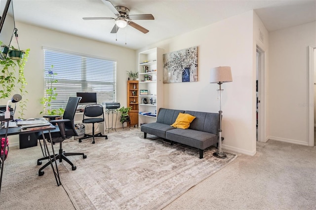 30989 Summer Sun Loop, Wesley Chapel, FL 33545 - office area featuring carpet, ceiling fan, and baseboards