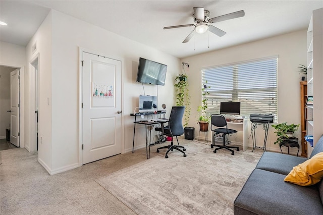 30989 Summer Sun Loop, Wesley Chapel, FL 33545 - carpeted home office with ceiling fan and baseboards