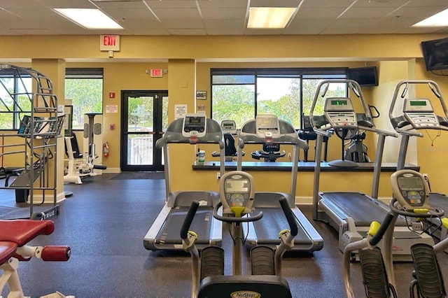 18531 Bent Pine Dr, Hudson, FL 34667 - exercise room with a drop ceiling