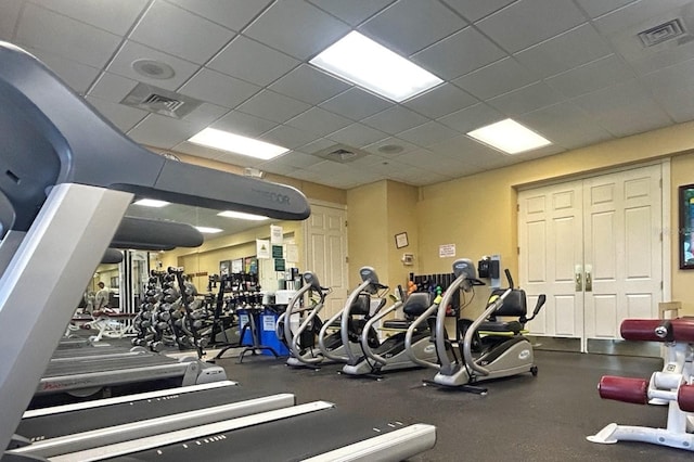 18531 Bent Pine Dr, Hudson, FL 34667 - workout area with a drop ceiling