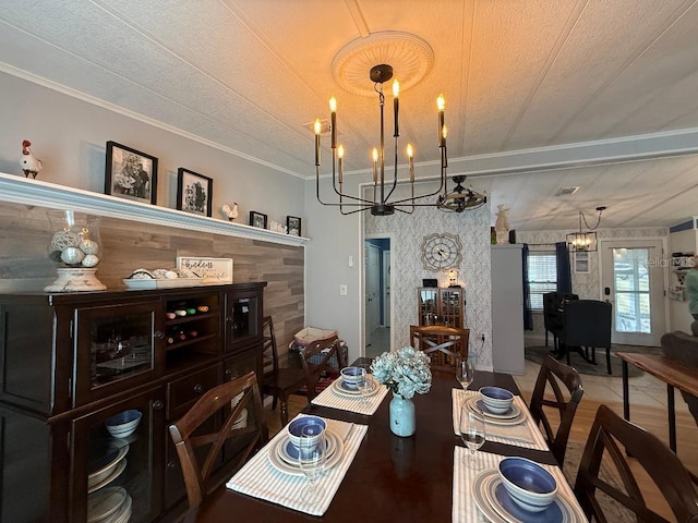 12021 Club House Rd, Brooksville, FL 34613 - dining space with a chandelier and crown molding