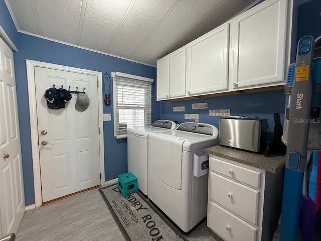 12021 Club House Rd, Brooksville, FL 34613 - washroom featuring cabinet space, washer and clothes dryer, and a textured ceiling