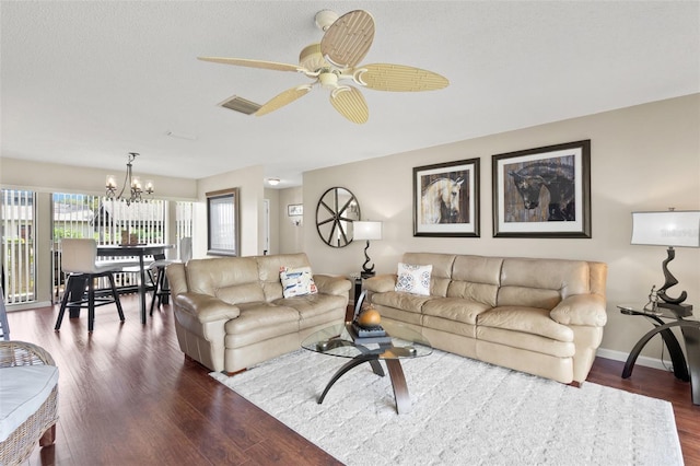 190 Dale Pl, Oldsmar, FL 34677 - living area featuring a chandelier, dark wood-style floors, and ceiling fan