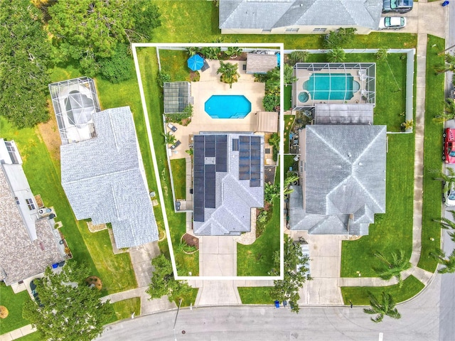 1807 Split Fork Dr, Oldsmar, FL 34677 - aerial view of property and surrounding area with a pool and property boundaries highlighted