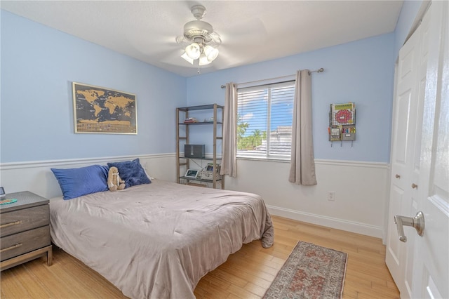 1807 Split Fork Dr, Oldsmar, FL 34677 - bedroom with light wood finished floors, baseboards, and a ceiling fan