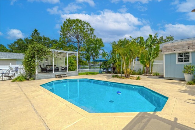 1807 Split Fork Dr, Oldsmar, FL 34677 - view of pool featuring a patio and an outdoor structure