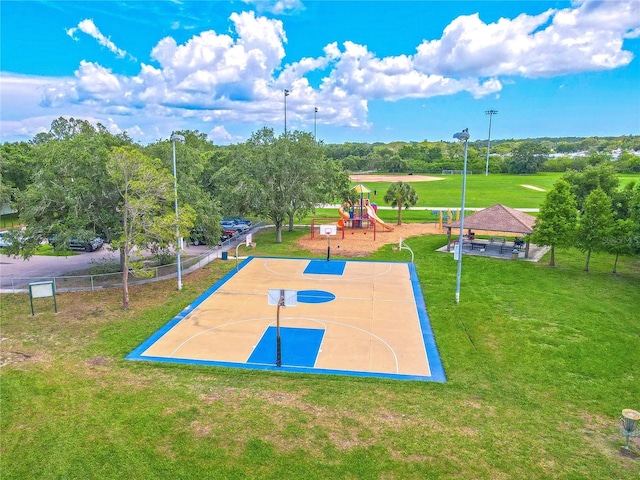 1807 Split Fork Dr, Oldsmar, FL 34677 - view of basketball court featuring a gazebo, community basketball court, and view of wooded area