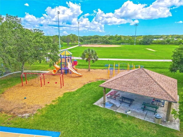 1807 Split Fork Dr, Oldsmar, FL 34677 - community jungle gym with a yard, a gazebo, and view of scattered trees