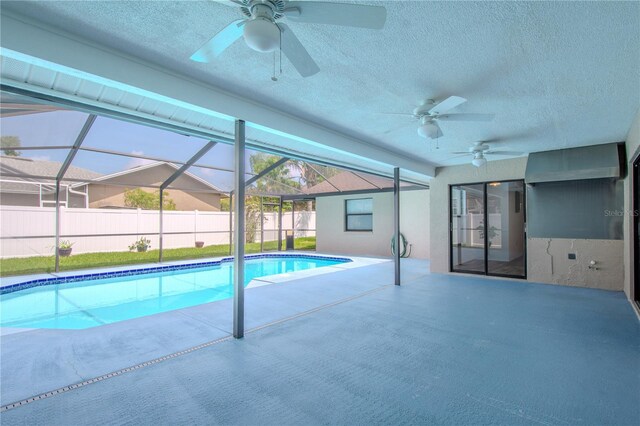1838 Eagle Ridge Blvd, Palm Harbor, FL 34685 - view of pool with a ceiling fan, a patio, and glass enclosure