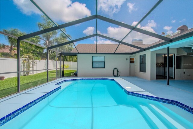 1838 Eagle Ridge Blvd, Palm Harbor, FL 34685 - view of pool with a patio area and glass enclosure