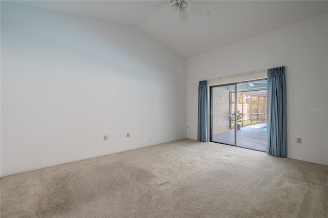 1838 Eagle Ridge Blvd, Palm Harbor, FL 34685 - carpeted empty room featuring high vaulted ceiling and a ceiling fan