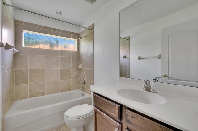 27440 Cedar Park Ct, Wesley Chapel, FL 33544 - bathroom featuring toilet, vanity, and shower / tub combination