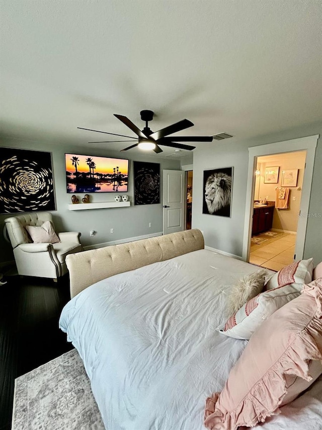 14015 Arbor Pines Dr, Riverview, FL 33579 - bedroom featuring a ceiling fan and ensuite bathroom