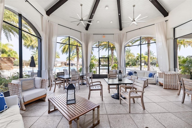 1890 Flora Pass Pl, Kissimmee, FL 34747 - sunroom featuring beamed ceiling and high vaulted ceiling