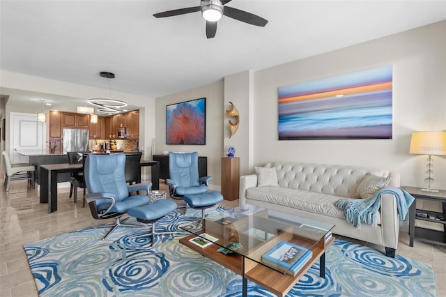 1325 Snell Isle Blvd NE Unit 708, Saint Petersburg, FL 33704 - living room featuring ceiling fan
