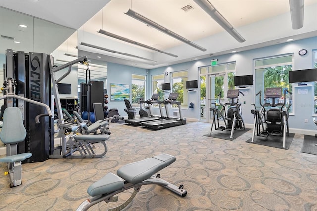 1325 Snell Isle Blvd NE Unit 708, Saint Petersburg, FL 33704 - exercise room featuring carpet, baseboards, and recessed lighting