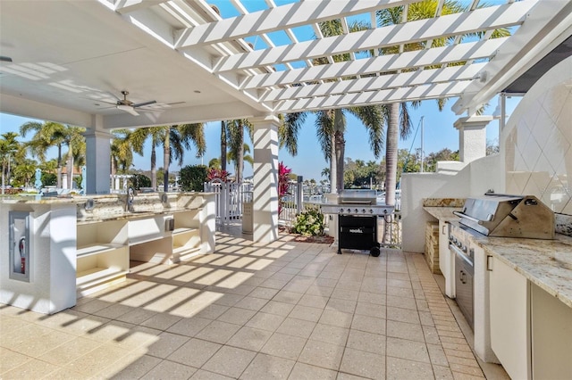 1325 Snell Isle Blvd NE Unit 708, Saint Petersburg, FL 33704 - view of patio with a pergola and a ceiling fan