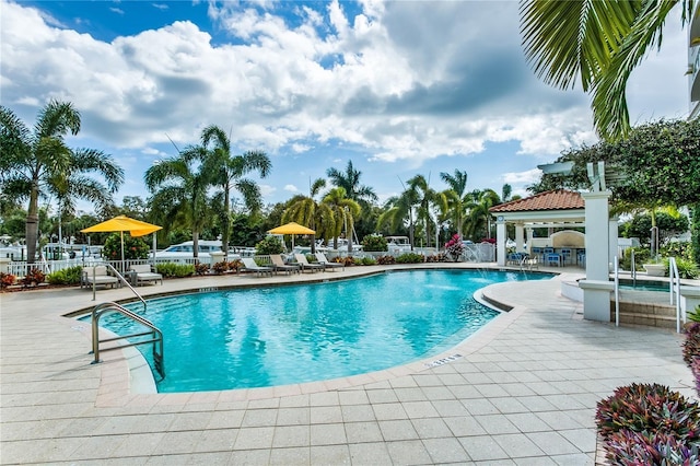 1325 Snell Isle Blvd NE Unit 708, Saint Petersburg, FL 33704 - community pool with a gazebo and a patio