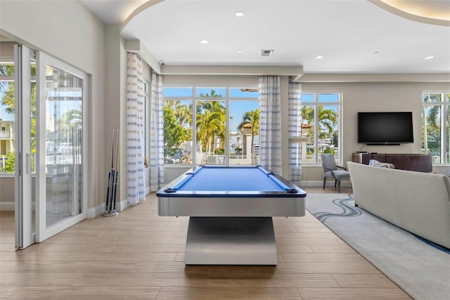 1325 Snell Isle Blvd NE Unit 708, Saint Petersburg, FL 33704 - game room with billiards table, wood finished floors, recessed lighting, and baseboards