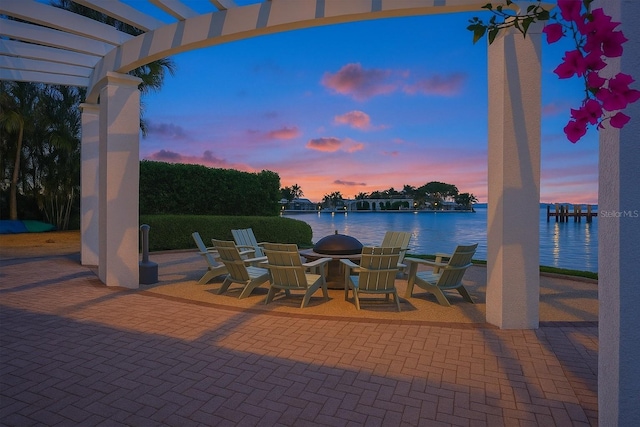 1325 Snell Isle Blvd NE Unit 708, Saint Petersburg, FL 33704 - view of patio / terrace featuring a water view and a pergola
