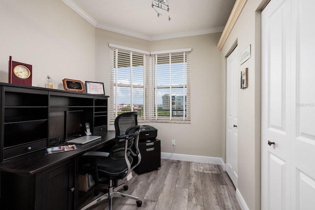 7932 Sailboat Key Blvd S Unit 506, South Pasadena, FL 33707 - office space with baseboards, crown molding, and light wood finished floors