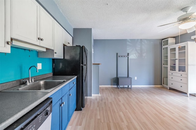 8220 12th Way N Unit G, Saint Petersburg, FL 33702 - kitchen featuring a sink, dishwasher, ceiling fan, a textured ceiling, and light wood-type flooring