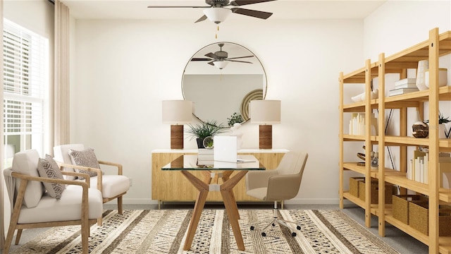 1712 Tropical Oasis Ave, Plant City, FL 33565 - sitting room featuring ceiling fan, baseboards, and light colored carpet