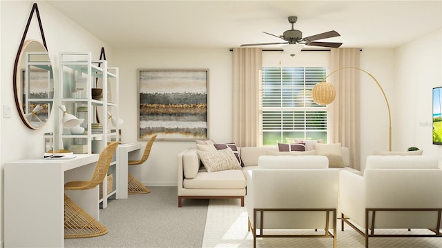 1712 Tropical Oasis Ave, Plant City, FL 33565 - carpeted living area featuring ceiling fan and baseboards