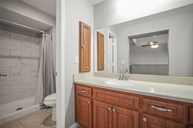 2581 Countryside Blvd Unit 2309, Clearwater, FL 33761 - bathroom with toilet, vanity, a shower stall, and ceiling fan