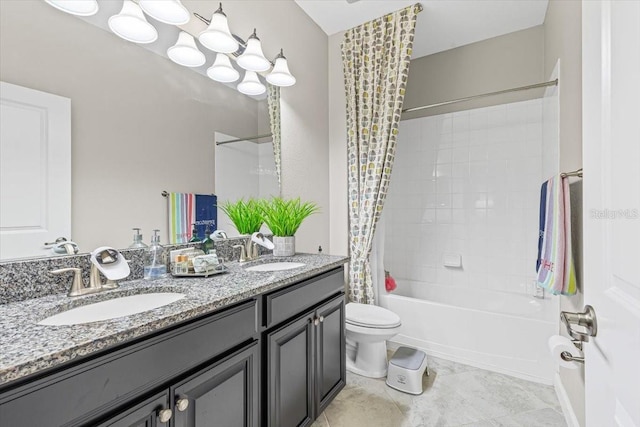 32193 Watoga Loop, Wesley Chapel, FL 33543 - full bathroom featuring shower / bathtub combination with curtain and double vanity
