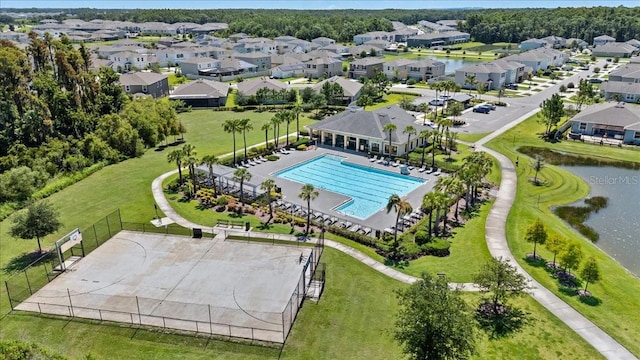 32193 Watoga Loop, Wesley Chapel, FL 33543 - aerial perspective of suburban area with a pool area and a large body of water