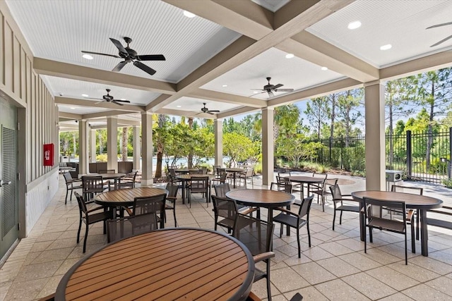 32193 Watoga Loop, Wesley Chapel, FL 33543 - view of patio featuring a ceiling fan and outdoor dining space