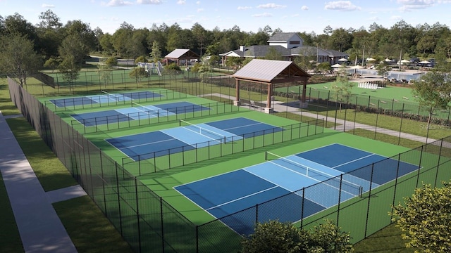 8770 Linked Dr, New Port Richey, FL 34655 - view of tennis court featuring a gazebo