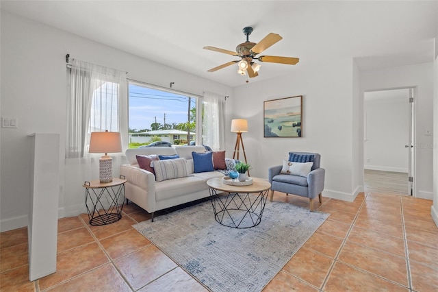 715 45th Ave NE, Saint Petersburg, FL 33703 - living room featuring light tile patterned floors and a ceiling fan