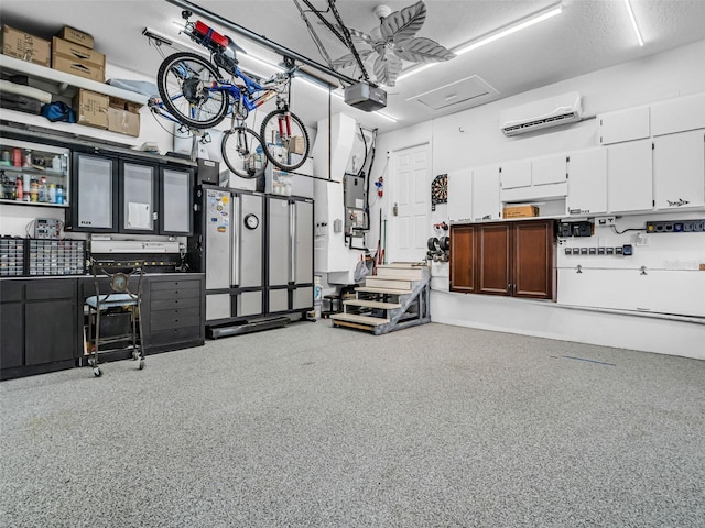 1102 Goshen Rd, Tarpon Springs, FL 34689 - garage with a wall mounted air conditioner and a garage door opener
