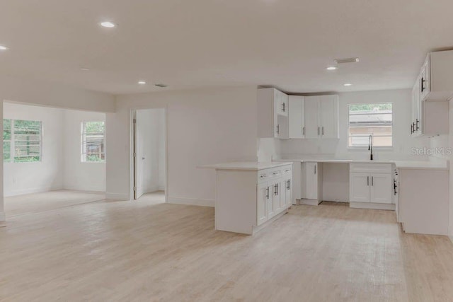 1255 Pine St, Altamonte Springs, FL 32701 - kitchen featuring light wood finished floors, recessed lighting, a sink, white cabinets, and baseboards
