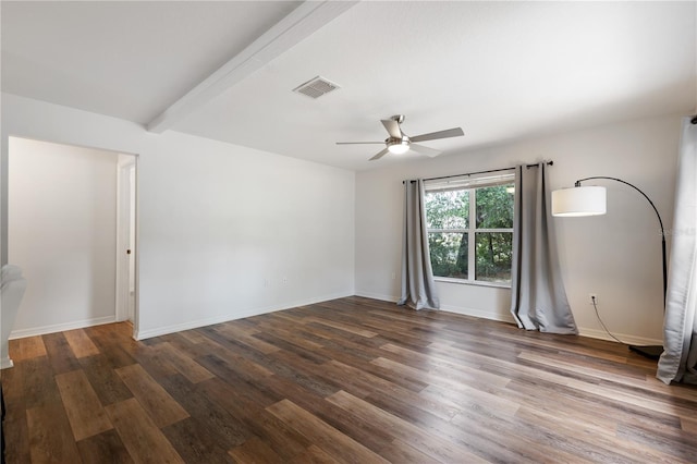 9700 SW 196th Cir, Dunnellon, FL 34432 - unfurnished room with a ceiling fan, wood finished floors, baseboards, and beamed ceiling