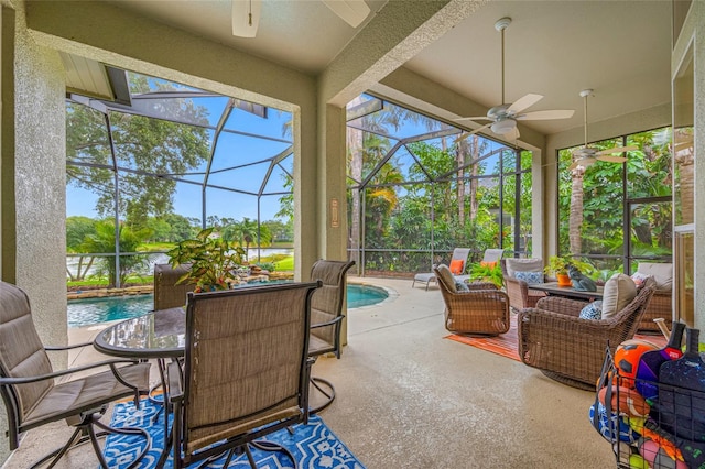 3000 Naughton Way, Tarpon Springs, FL 34688 - sunroom / solarium with a ceiling fan and an outdoor hangout area