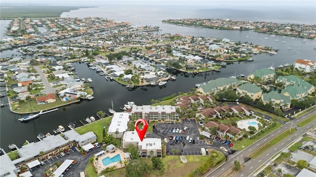 1028 Apollo Beach Blvd Unit 203, Apollo Beach, FL 33572 - aerial overview of property's location featuring a nearby body of water and nearby suburban area