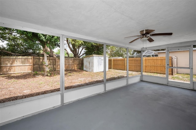 9100 Lunar Ln, Port Richey, FL 34668 - unfurnished sunroom featuring ceiling fan